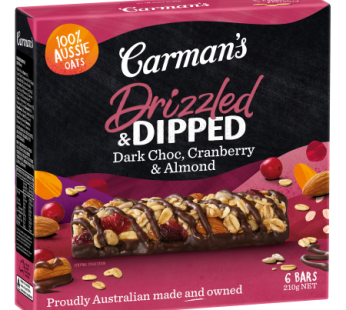 CARMANS S/CHOCO CRANBERRY & ALMOND BARS