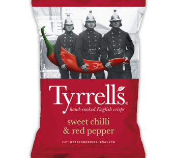 TYRRELLS UK – SWEET CHILLI & RED PEPPER POTATO CHIPS – 150G