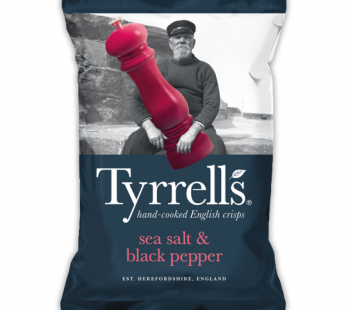 TYRRELLS UK – SEA SALT & BLACK PEPPER POTATO CHIPS – 150G