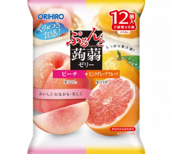 ORIHIRO POUCH KONJAC JELLY PEACH/PINK GRAPEFRUIT – 20G/12PCS